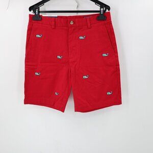 NWT Vineyard Vines Breaker Shorts Mens 30 9" embroidered Whale All Over logo red